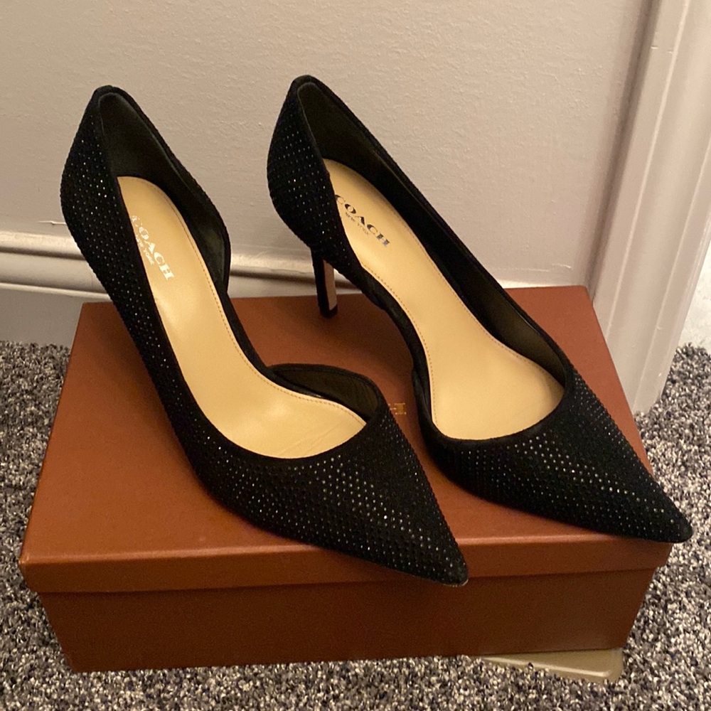 Coach Tibby Suede with stones heels 9.5 with box